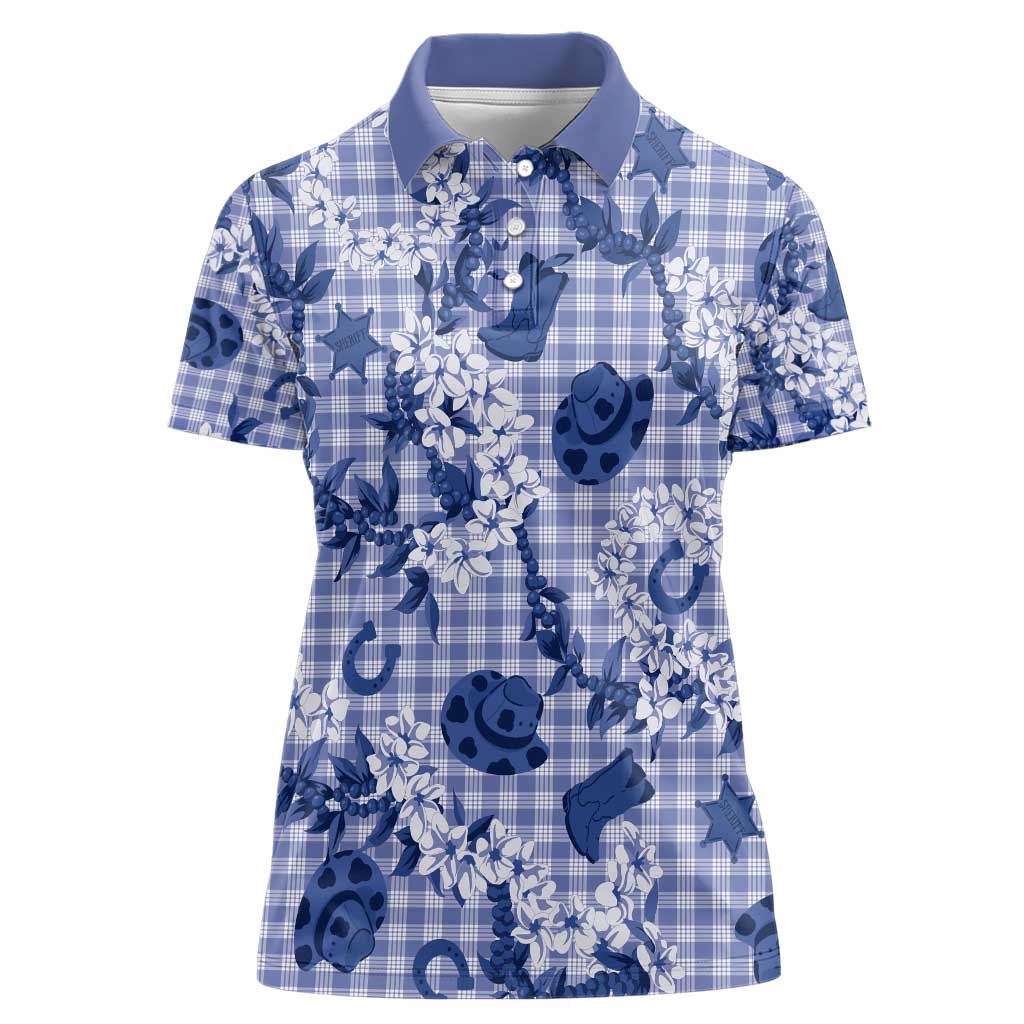 Mokihana Maile Ilima Leis Paniolo Palaka Women Polo Shirt Hawaiian Polu Spirit - Polynesian Pride