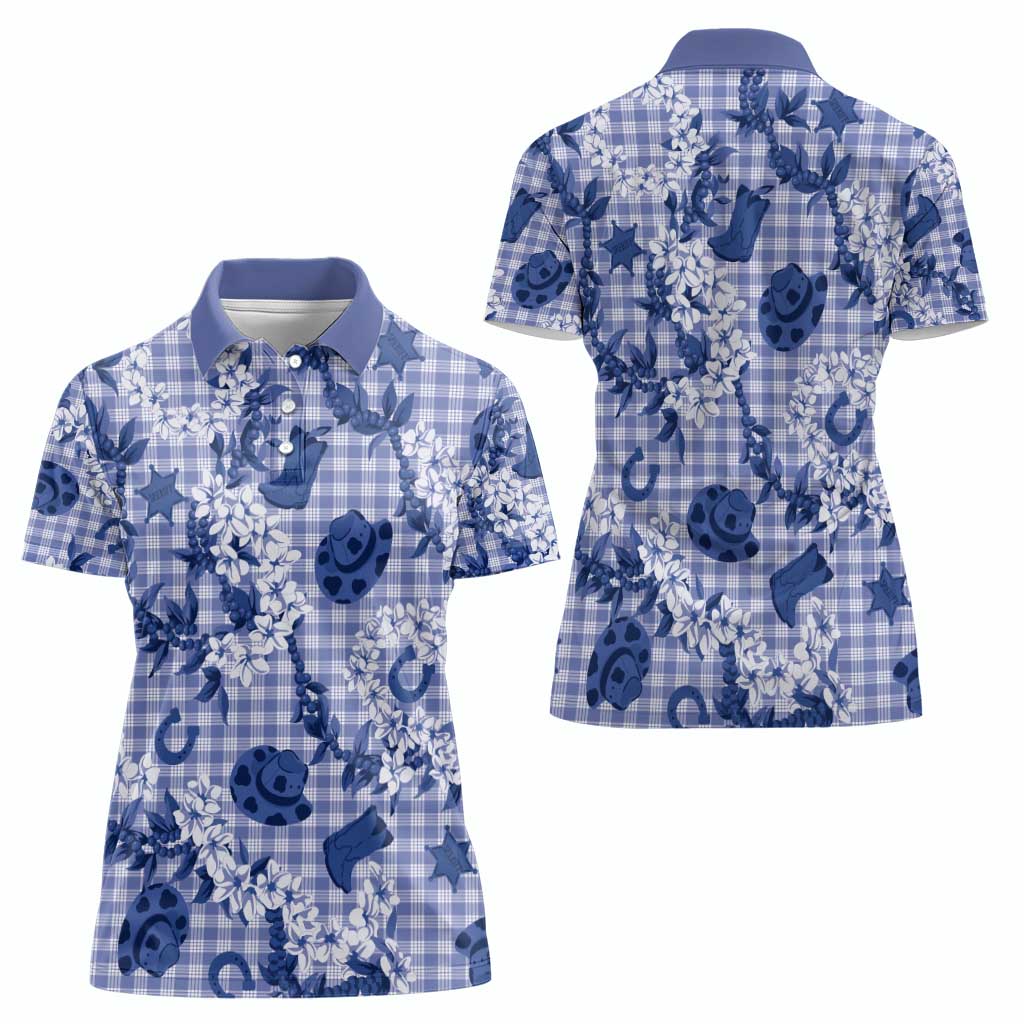 Mokihana Maile Ilima Leis Paniolo Palaka Women Polo Shirt Hawaiian Polu Spirit - Polynesian Pride