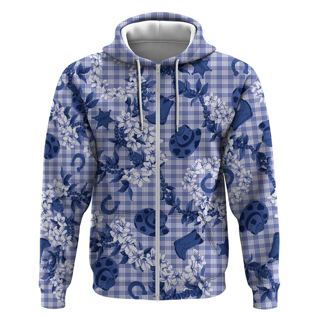 Mokihana Maile Ilima Leis Paniolo Palaka Zip Hoodie Hawaiian Polu Spirit - Polynesian Pride