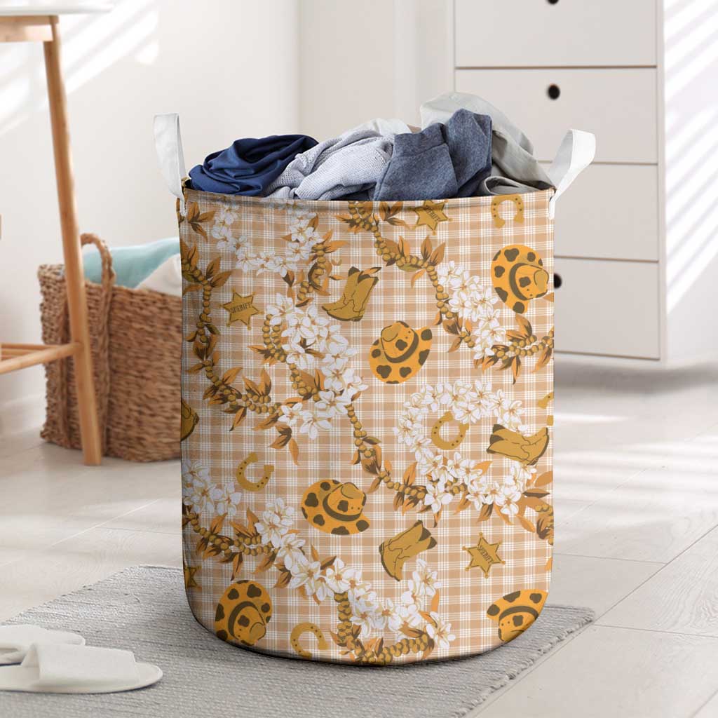Mokihana Maile Ilima Leis Paniolo Palaka Laundry Basket Hawaiian Kula Spirit LT9 Gold - Polynesian Pride