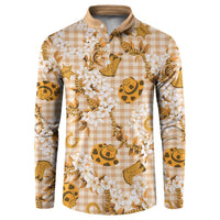 Mokihana Maile Ilima Leis Paniolo Palaka Button Sweatshirt Hawaiian Kula Spirit LT9 Gold - Polynesian Pride