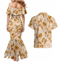 Mokihana Maile Ilima Leis Paniolo Palaka Couples Matching Mermaid Dress and Hawaiian Shirt Hawaiian Kula Spirit - Polynesian Pride