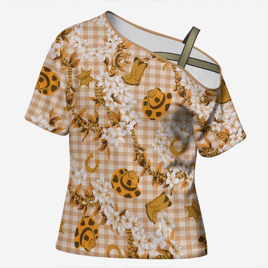 Mokihana Maile Ilima Leis Paniolo Palaka Cross Shoulder Shirt Hawaiian Kula Spirit LT9 Female Gold - Polynesian Pride