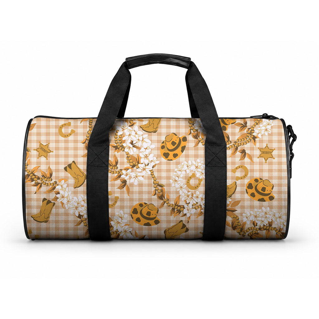 Mokihana Maile Ilima Leis Paniolo Palaka Duffle Bag Hawaiian Kula Spirit LT9 One size Gold - Polynesian Pride
