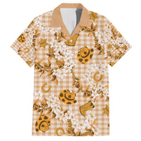 Mokihana Maile Ilima Leis Paniolo Palaka Family Matching Off Shoulder Short Dress and Hawaiian Shirt Hawaiian Kula Spirit - Polynesian Pride