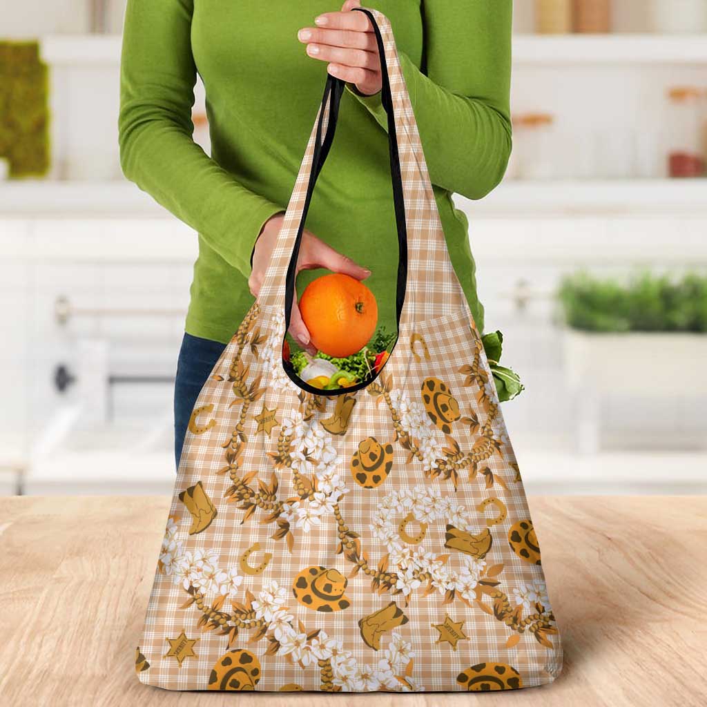 Mokihana Maile Ilima Leis Paniolo Palaka Grocery Bag Hawaiian Kula Spirit LT9 - Polynesian Pride