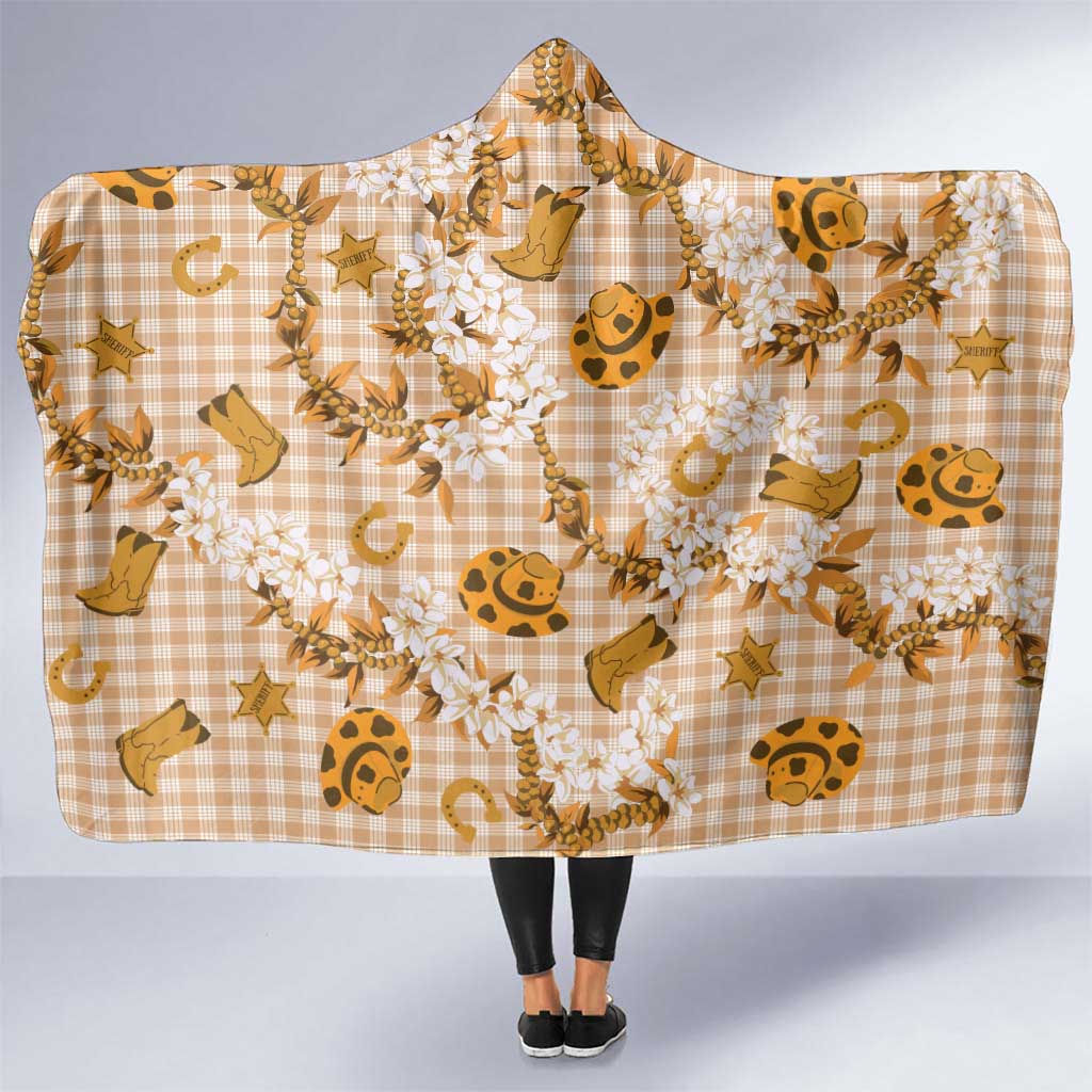 Mokihana Maile Ilima Leis Paniolo Palaka Hooded Blanket Hawaiian Kula Spirit LT9 One Size Gold - Polynesian Pride