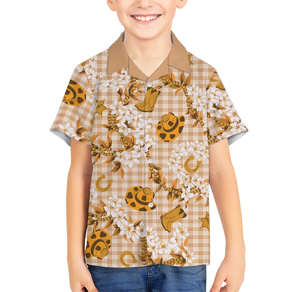 Mokihana Maile Ilima Leis Paniolo Palaka Kid Hawaiian Shirt Hawaiian Kula Spirit LT9 Kid Gold - Polynesian Pride