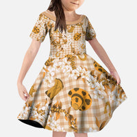 Mokihana Maile Ilima Leis Paniolo Palaka Kid Short Sleeve Dress Hawaiian Kula Spirit - Polynesian Pride