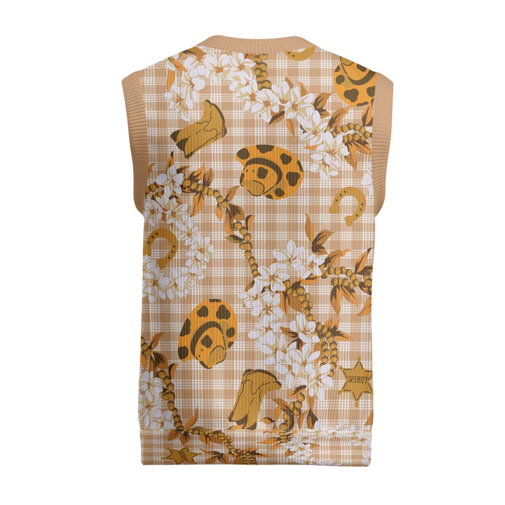 Mokihana Maile Ilima Leis Paniolo Palaka Christmas Knitted V-Neck Vest Hawaiian Kula Spirit - Polynesian Pride