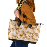 Mokihana Maile Ilima Leis Paniolo Palaka Leather Tote Bag Hawaiian Kula Spirit - Polynesian Pride