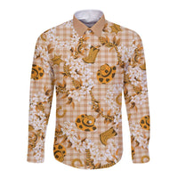Mokihana Maile Ilima Leis Paniolo Palaka Long Sleeve Button Shirt Hawaiian Kula Spirit LT9 Unisex Gold - Polynesian Pride