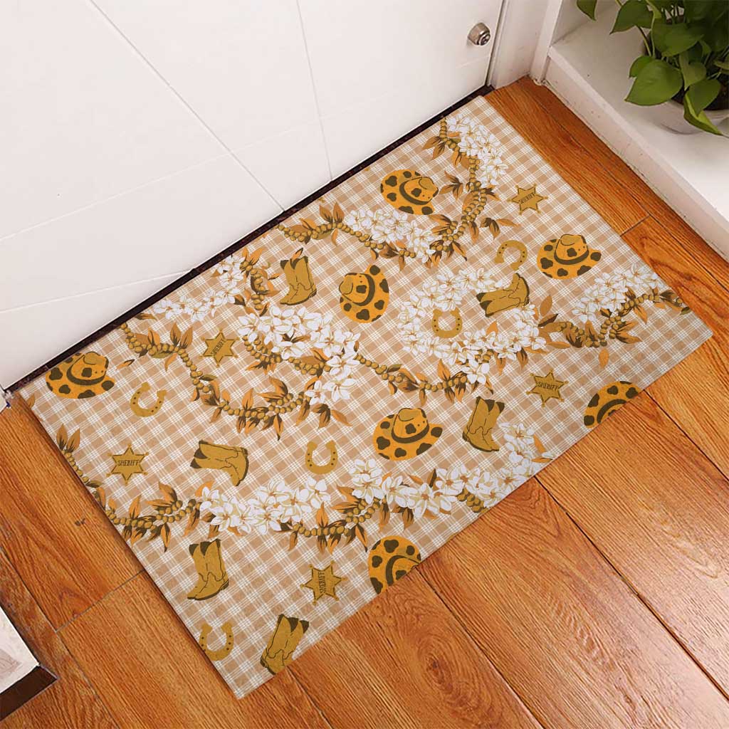 Mokihana Maile Ilima Leis Paniolo Palaka Rubber Doormat Hawaiian Kula Spirit LT9 - Polynesian Pride