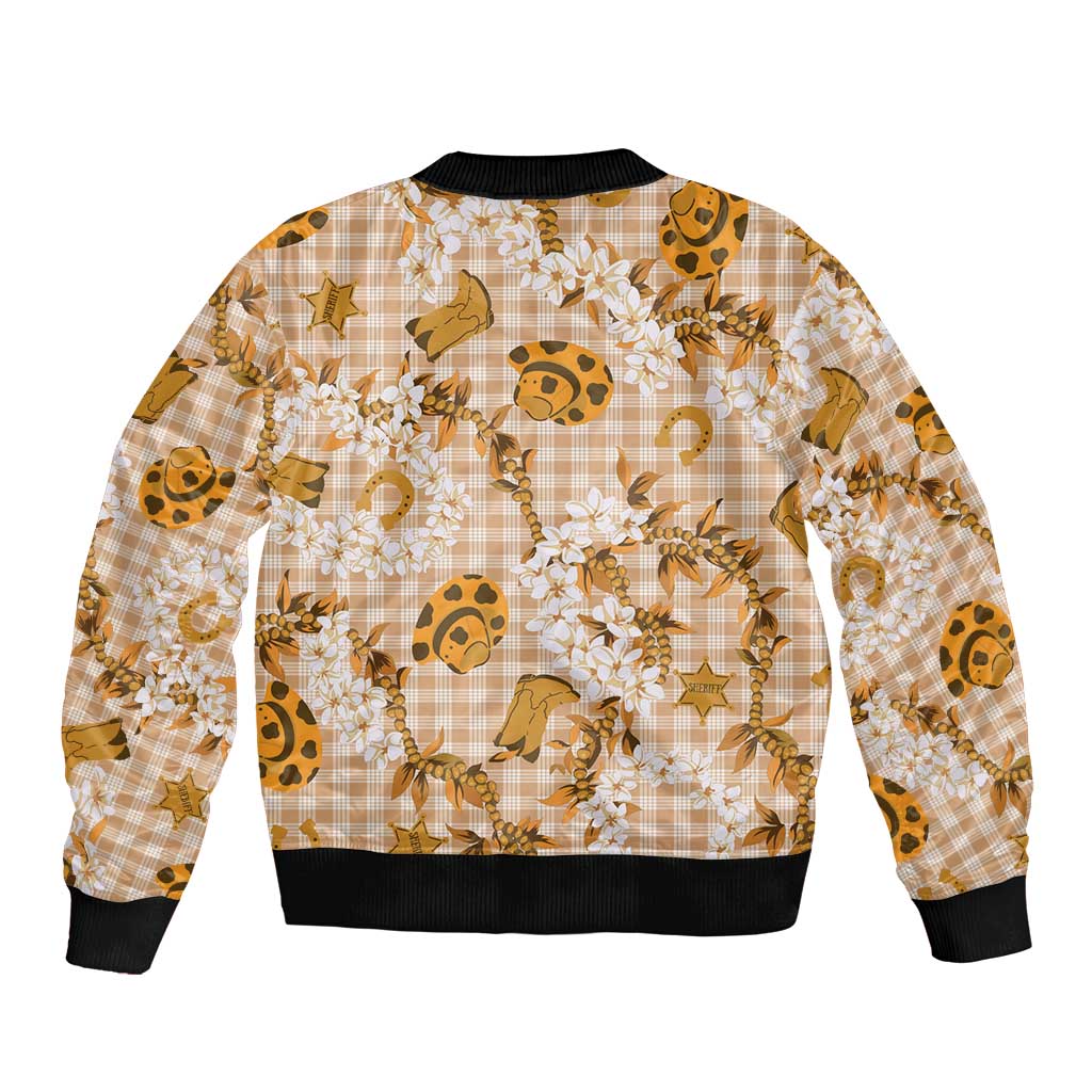 Mokihana Maile Ilima Leis Paniolo Palaka Sleeve Zip Bomber Jacket Hawaiian Kula Spirit LT9 - Polynesian Pride