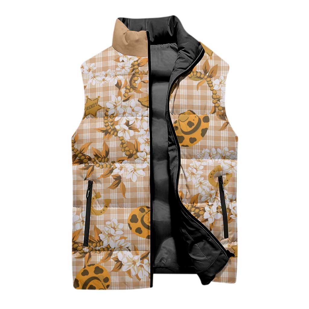 Mokihana Maile Ilima Leis Paniolo Palaka Sleeveless Puffer Jacket Hawaiian Kula Spirit LT9 - Polynesian Pride