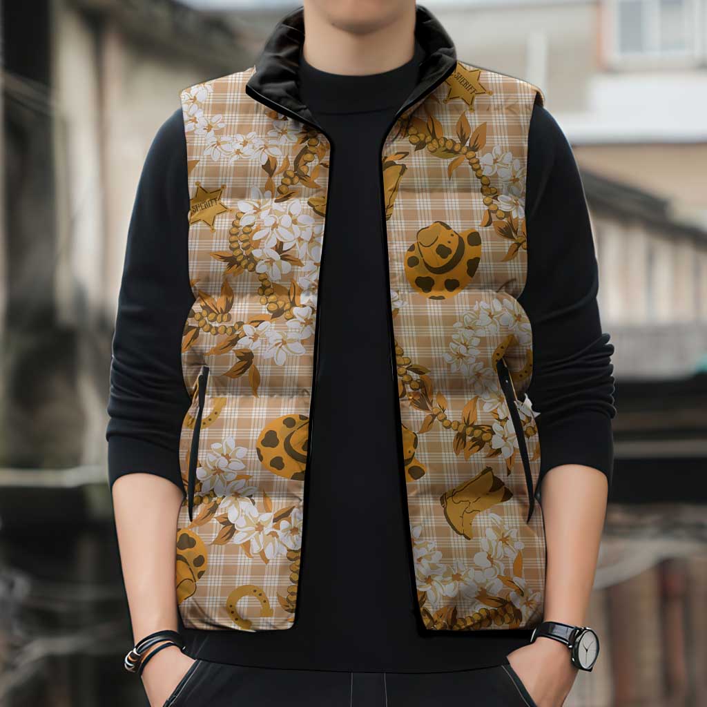 Mokihana Maile Ilima Leis Paniolo Palaka Sleeveless Puffer Jacket Hawaiian Kula Spirit LT9 - Polynesian Pride