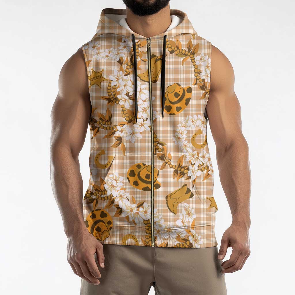 Mokihana Maile Ilima Leis Paniolo Palaka Sleeveless Zip Hoodie Hawaiian Kula Spirit - Polynesian Pride