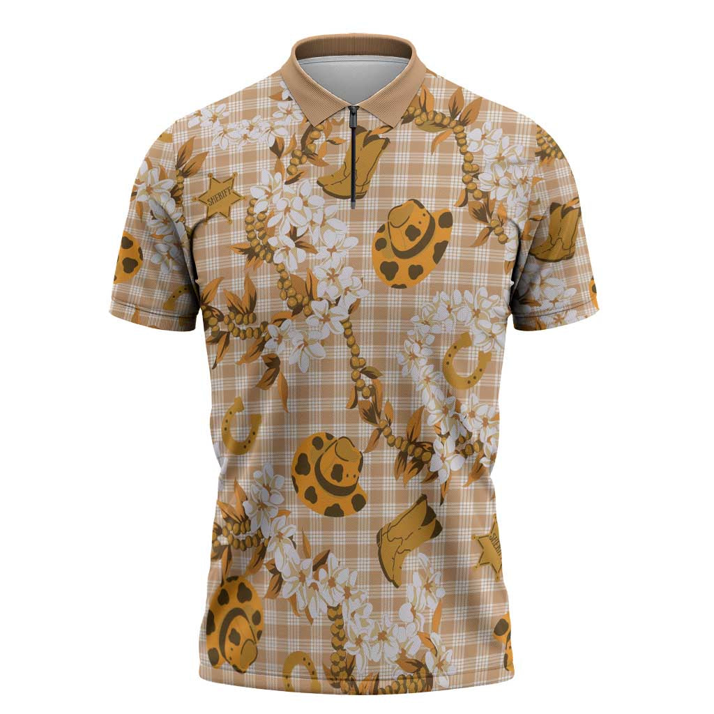 Mokihana Maile Ilima Leis Paniolo Palaka Zipper Polo Shirt Hawaiian Kula Spirit - Polynesian Pride