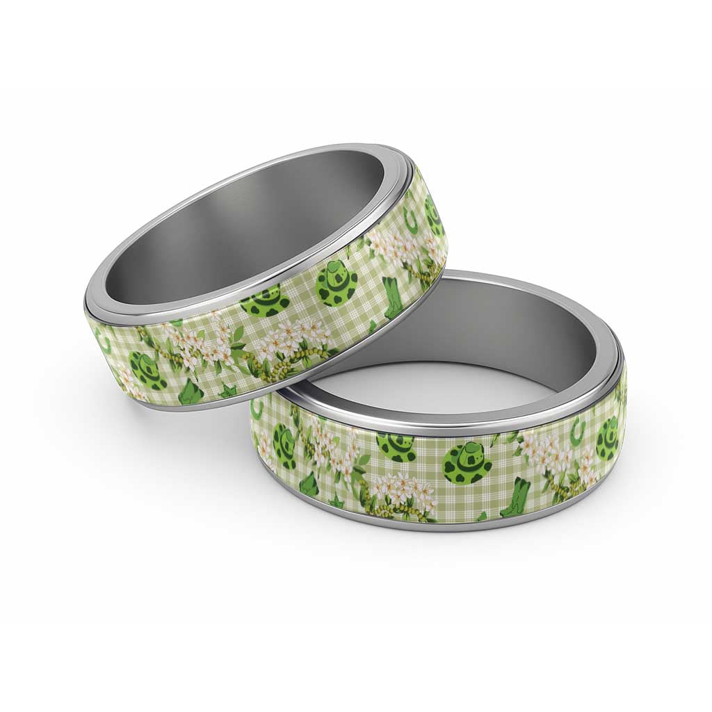 Mokihana Maile Ilima Leis Paniolo Palaka Classic Ring Hawaiian Omaomo Ala Spirit LT9 Sliver Green - Polynesian Pride