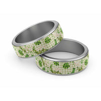 Mokihana Maile Ilima Leis Paniolo Palaka Classic Ring Hawaiian Omaomo Ala Spirit LT9 Sliver Green - Polynesian Pride