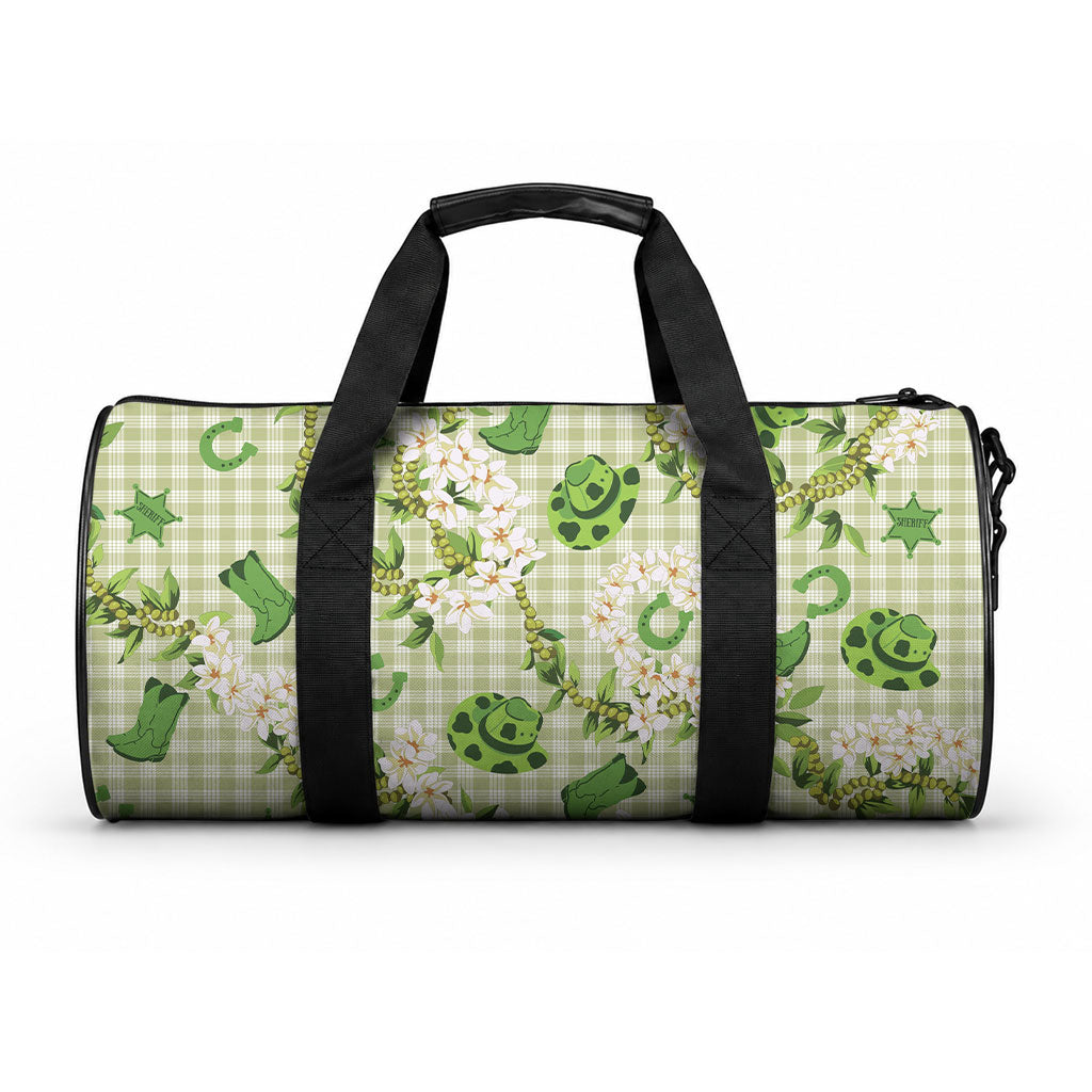 Mokihana Maile Ilima Leis Paniolo Palaka Duffle Bag Hawaiian Omaomo Ala Spirit LT9 One size Green - Polynesian Pride