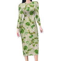 Mokihana Maile Ilima Leis Paniolo Palaka Family Matching Long Sleeve Bodycon Dress and Hawaiian Shirt Hawaiian Omaomo Ala Spirit - Polynesian Pride