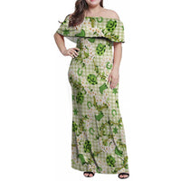 Mokihana Maile Ilima Leis Paniolo Palaka Family Matching Off Shoulder Maxi Dress and Hawaiian Shirt Hawaiian Omaomo Ala Spirit - Polynesian Pride