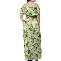 Mokihana Maile Ilima Leis Paniolo Palaka Family Matching Off Shoulder Maxi Dress and Hawaiian Shirt Hawaiian Omaomo Ala Spirit - Polynesian Pride