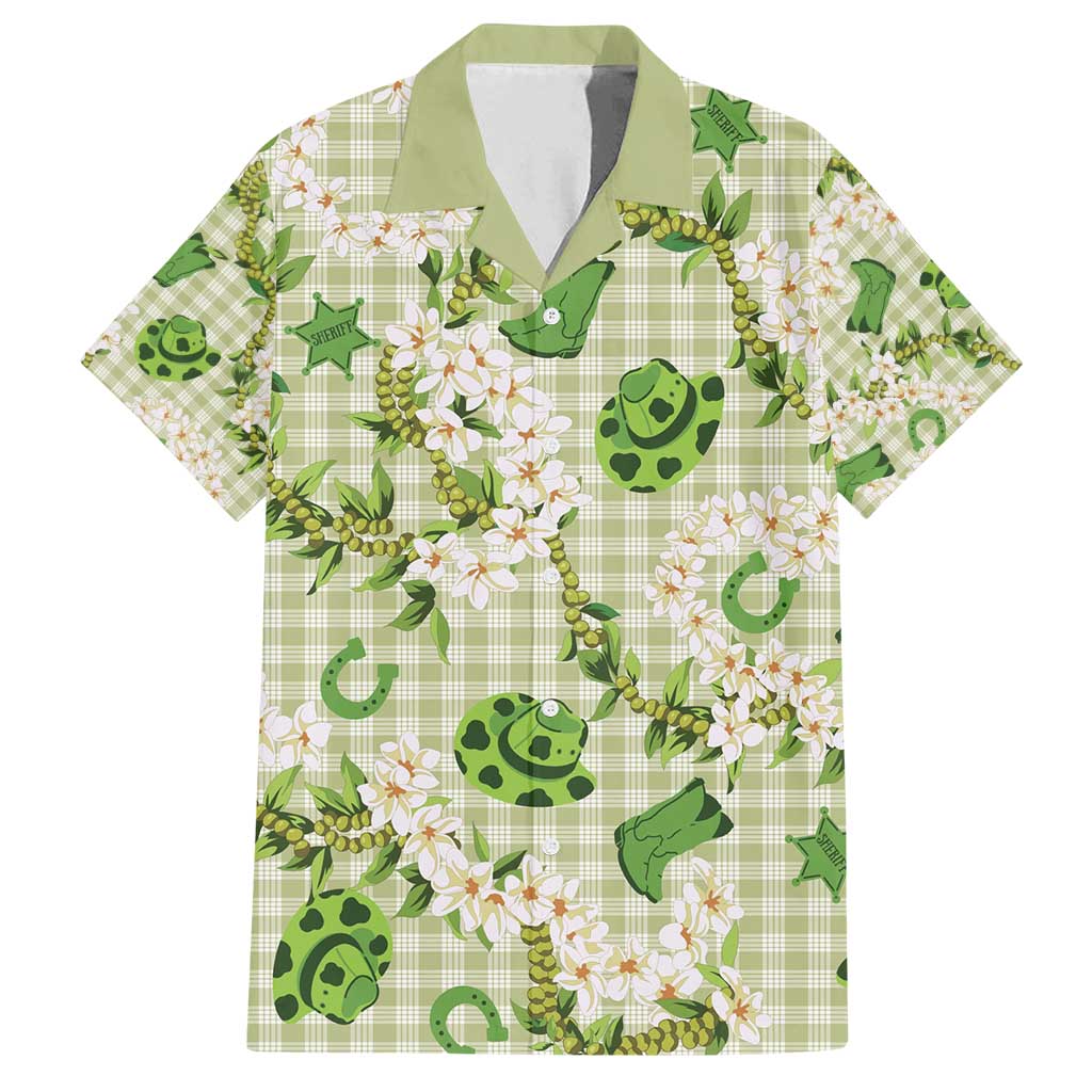 Mokihana Maile Ilima Leis Paniolo Palaka Family Matching Off Shoulder Short Dress and Hawaiian Shirt Hawaiian Omaomo Ala Spirit - Polynesian Pride