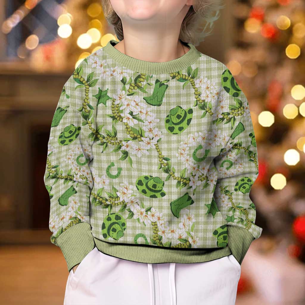Mokihana Maile Ilima Leis Paniolo Palaka Kid Ugly Christmas Sweater Hawaiian Omaomo Ala Spirit - Polynesian Pride