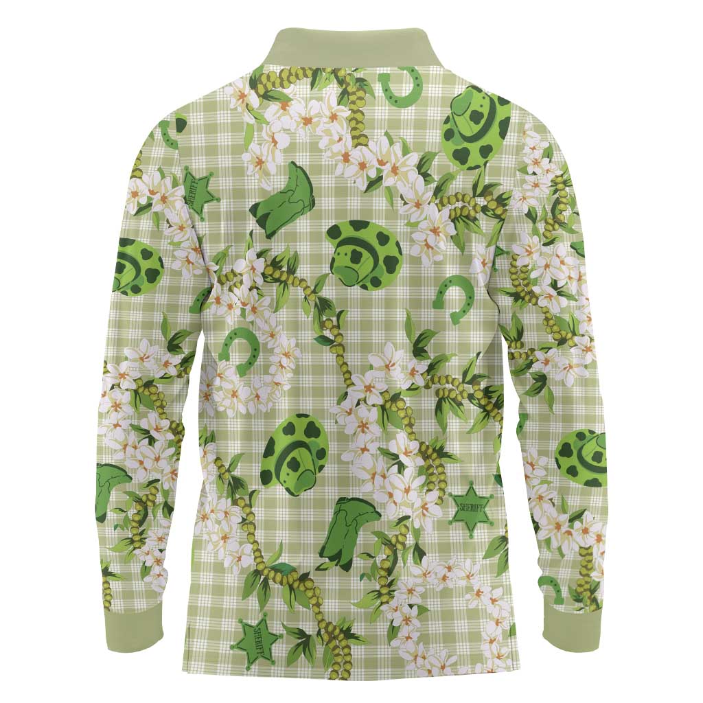 Mokihana Maile Ilima Leis Paniolo Palaka Long Sleeve Polo Shirt Hawaiian Omaomo Ala Spirit - Polynesian Pride