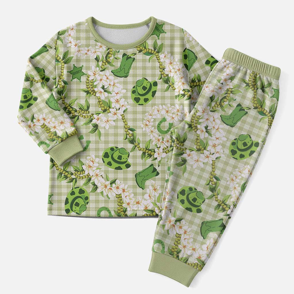 Mokihana Maile Ilima Leis Paniolo Palaka Christmas Pajama Set Hawaiian Omaomo Ala Spirit - Polynesian Pride
