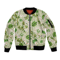 Mokihana Maile Ilima Leis Paniolo Palaka Sleeve Zip Bomber Jacket Hawaiian Omaomo Ala Spirit - Polynesian Pride