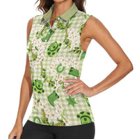 Mokihana Maile Ilima Leis Paniolo Palaka Women Sleeveless Polo Shirt Hawaiian Omaomo Ala Spirit - Polynesian Pride