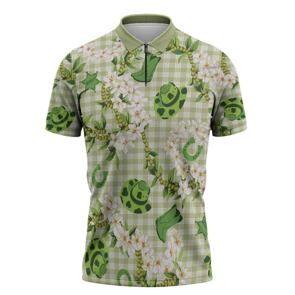 Mokihana Maile Ilima Leis Paniolo Palaka Zipper Polo Shirt Hawaiian Omaomo Ala Spirit - Polynesian Pride