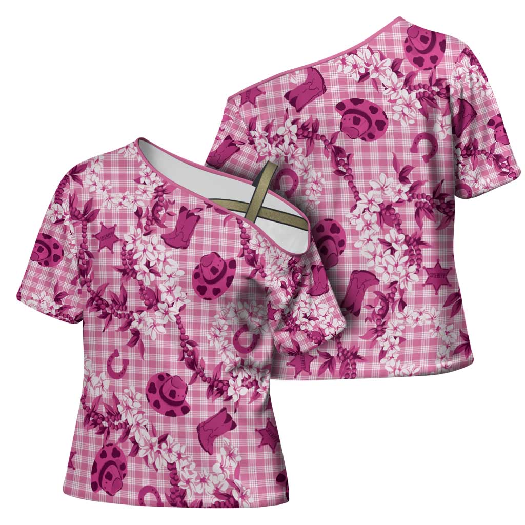 Mokihana Maile Ilima Leis Paniolo Palaka Cross Shoulder Shirt Hawaiian Omaomo Ulaula Spirit - Polynesian Pride