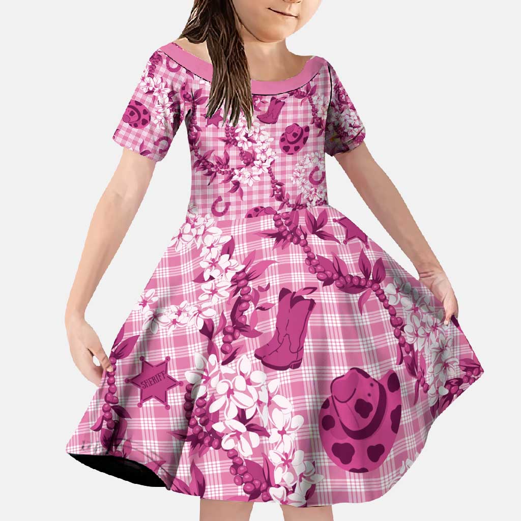 Mokihana Maile Ilima Leis Paniolo Palaka Family Matching Long Sleeve Bodycon Dress and Hawaiian Shirt Hawaiian Omaomo Ulaula Spirit - Polynesian Pride