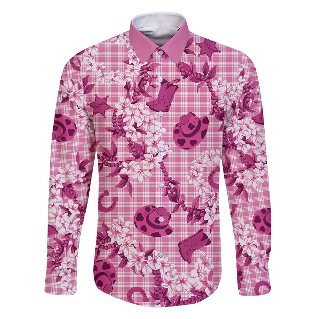 Mokihana Maile Ilima Leis Paniolo Palaka Family Matching Long Sleeve Bodycon Dress and Hawaiian Shirt Hawaiian Omaomo Ulaula Spirit - Polynesian Pride