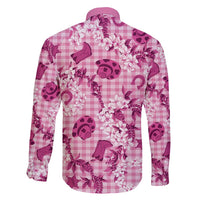 Mokihana Maile Ilima Leis Paniolo Palaka Family Matching Long Sleeve Bodycon Dress and Hawaiian Shirt Hawaiian Omaomo Ulaula Spirit - Polynesian Pride