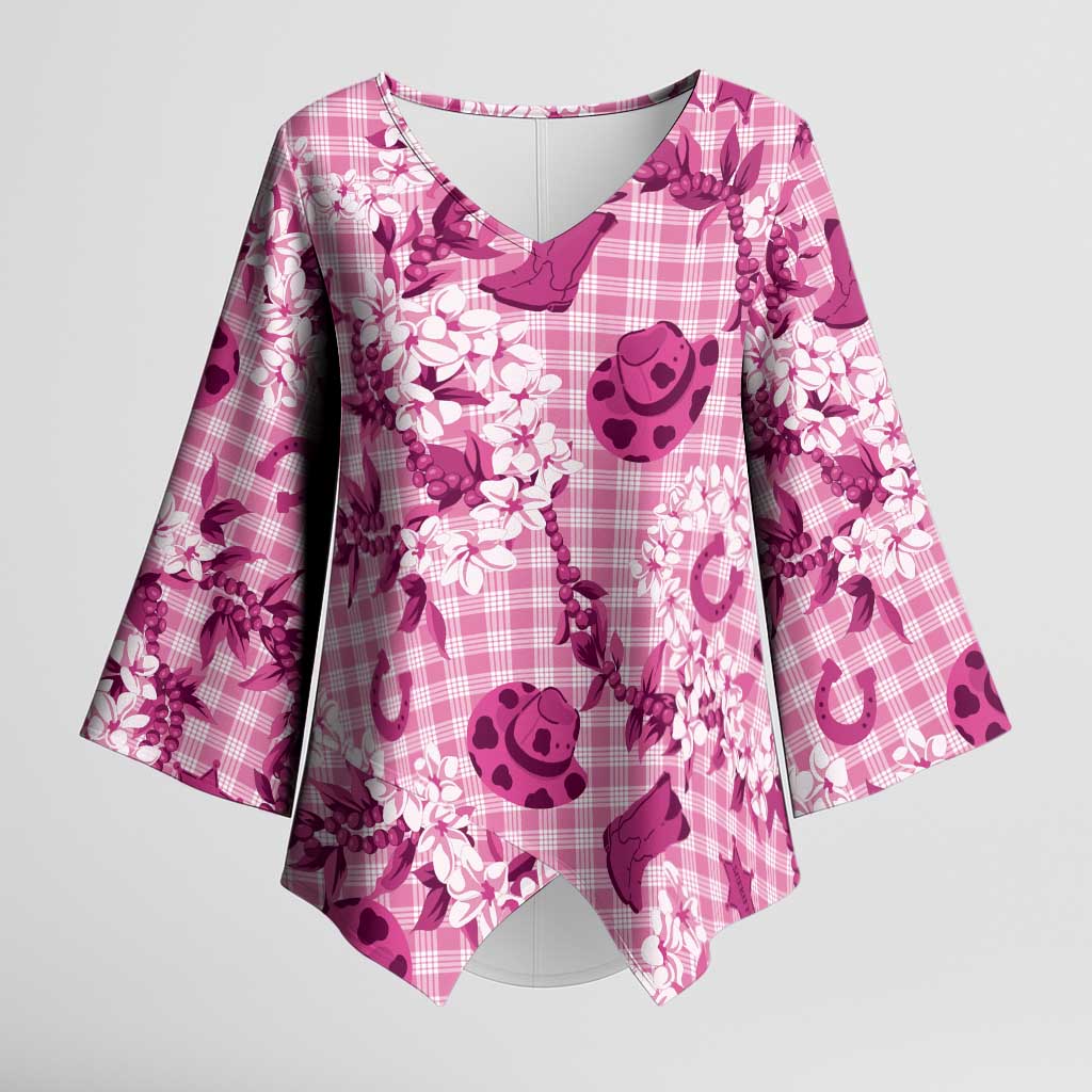 Mokihana Maile Ilima Leis Paniolo Palaka Kimono Sleeve Blouse Hawaiian Omaomo Ulaula Spirit - Polynesian Pride