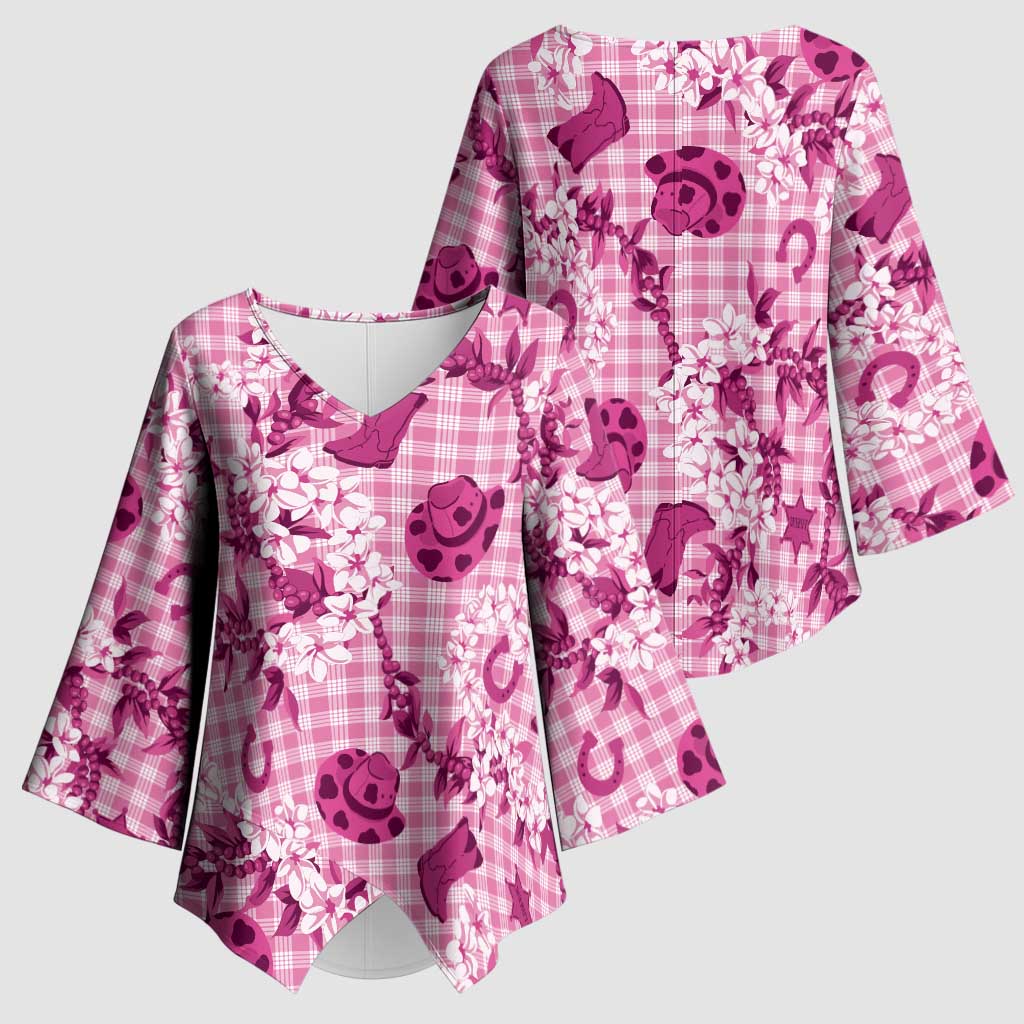 Mokihana Maile Ilima Leis Paniolo Palaka Kimono Sleeve Blouse Hawaiian Omaomo Ulaula Spirit - Polynesian Pride