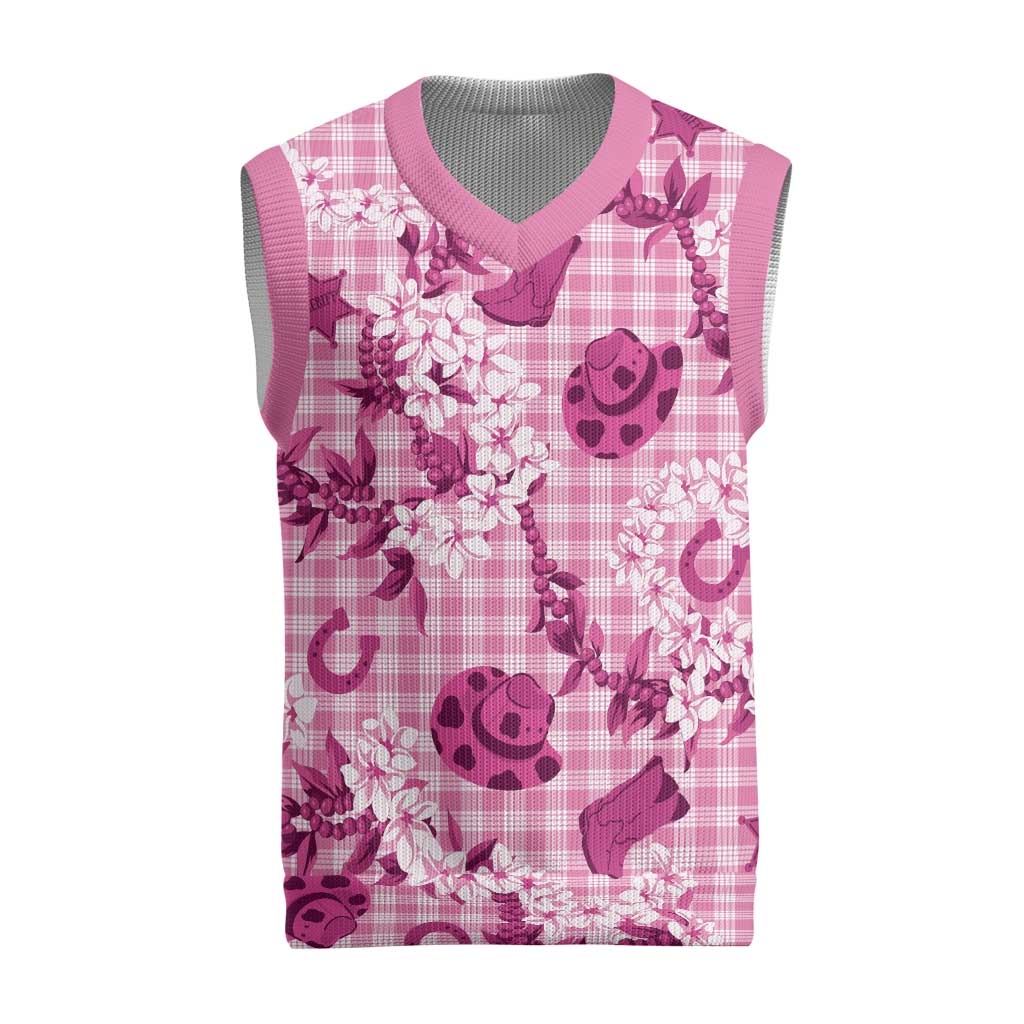 Mokihana Maile Ilima Leis Paniolo Palaka Christmas Knitted V-Neck Vest Hawaiian Omaomo Ulaula Spirit - Polynesian Pride