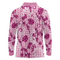 Mokihana Maile Ilima Leis Paniolo Palaka Long Sleeve Polo Shirt Hawaiian Omaomo Ulaula Spirit - Polynesian Pride