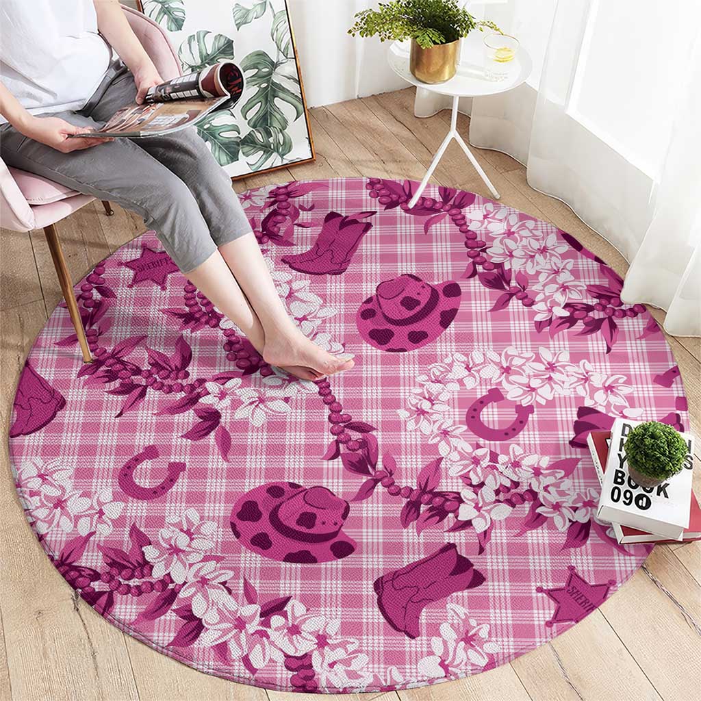 Mokihana Maile Ilima Leis Paniolo Palaka Round Carpet Hawaiian Omaomo Ulaula Spirit - Polynesian Pride