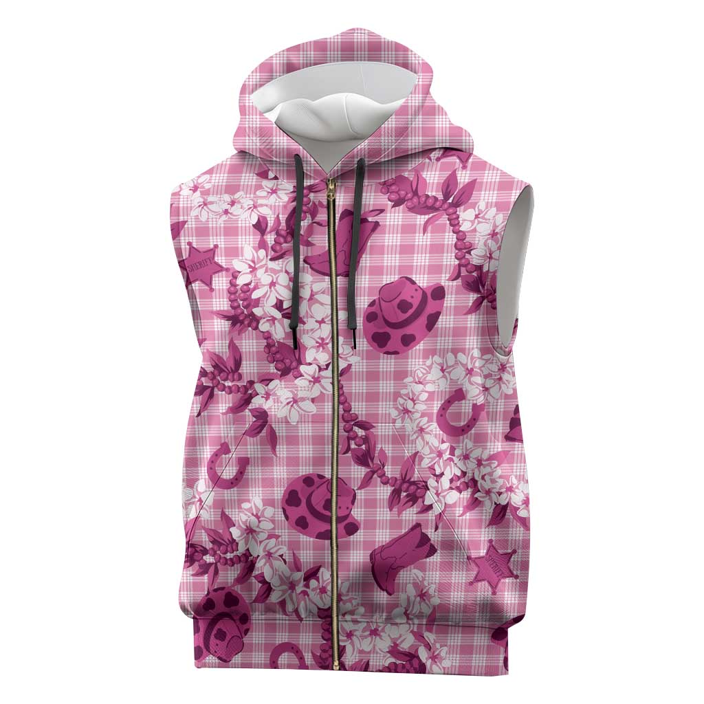 Mokihana Maile Ilima Leis Paniolo Palaka Sleeveless Zip Hoodie Hawaiian Omaomo Ulaula Spirit - Polynesian Pride