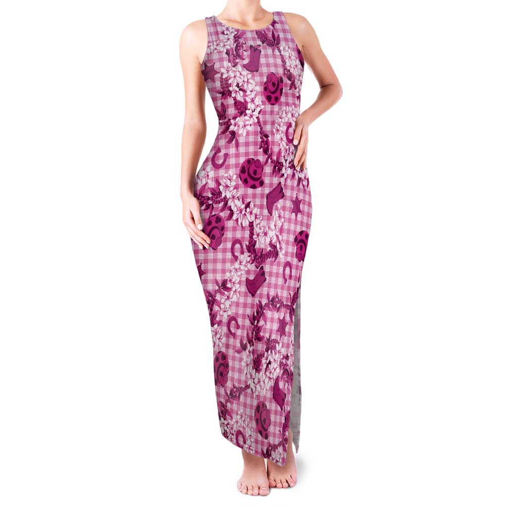 Mokihana Maile Ilima Leis Paniolo Palaka Tank Maxi Dress Hawaiian Omaomo Ulaula Spirit - Polynesian Pride