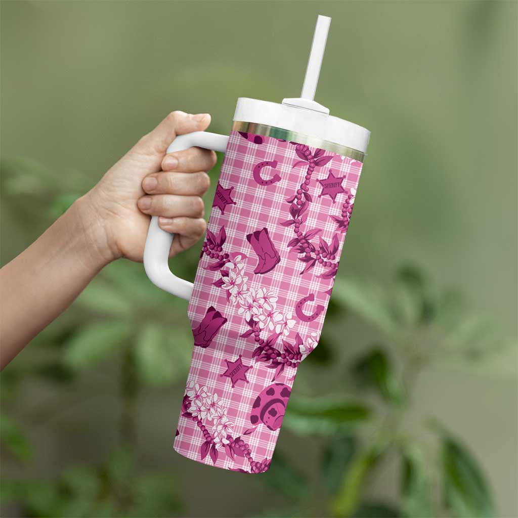 Mokihana Maile Ilima Leis Paniolo Palaka Tumbler With Handle Hawaiian Omaomo Ulaula Spirit - Polynesian Pride