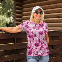 Mokihana Maile Ilima Leis Paniolo Palaka Women Polo Shirt Hawaiian Omaomo Ulaula Spirit - Polynesian Pride