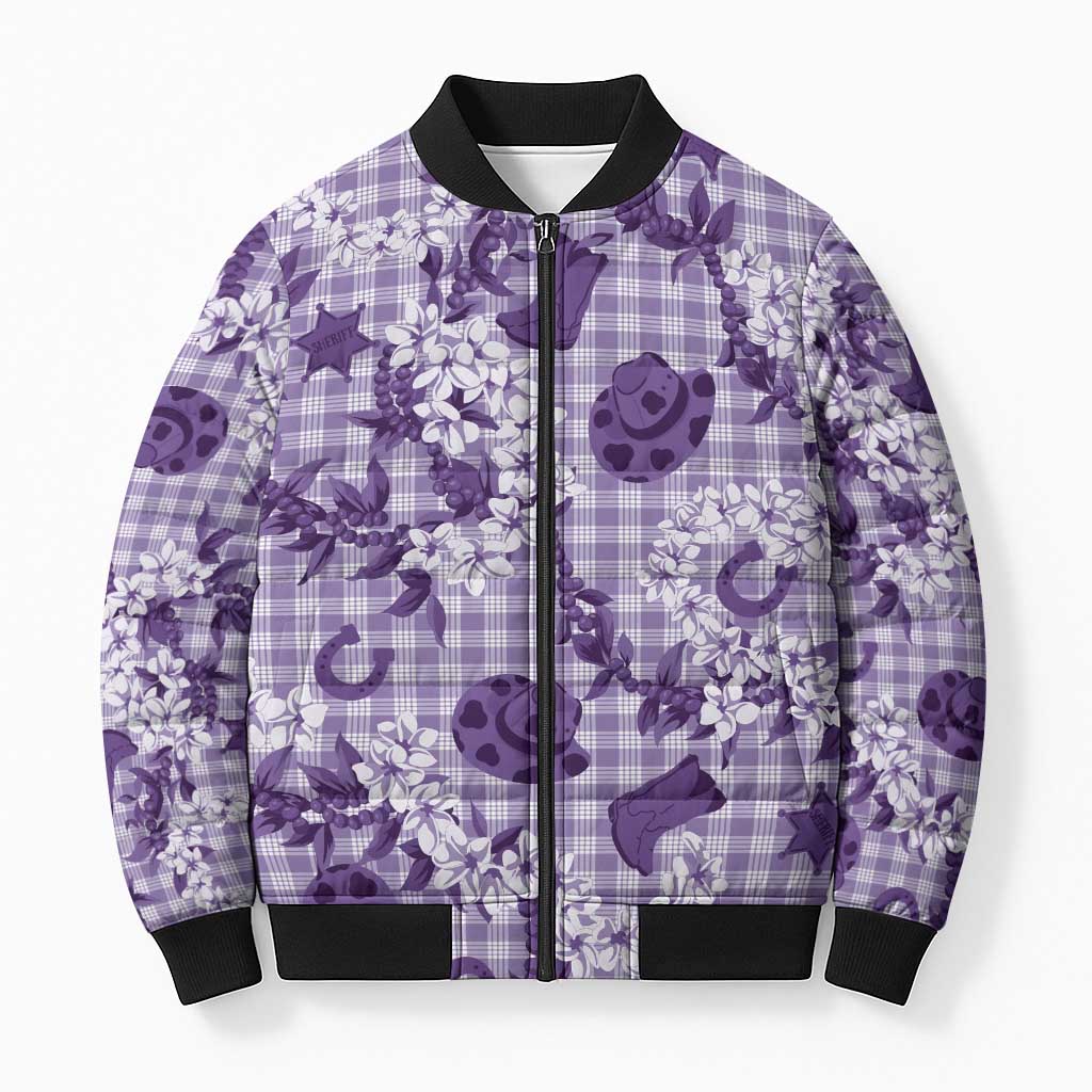 Mokihana Maile Ilima Leis Paniolo Palaka Bomber Puffer Jacket Hawaiian Poni Spirit - Polynesian Pride