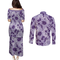 Mokihana Maile Ilima Leis Paniolo Palaka Couples Matching Puletasi and Long Sleeve Button Shirt Hawaiian Poni Spirit - Polynesian Pride